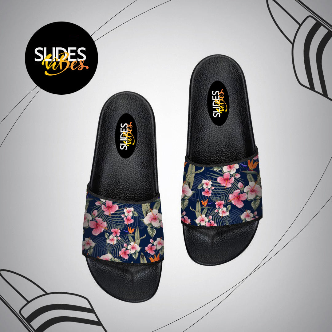 Blue Floral Printed Slides