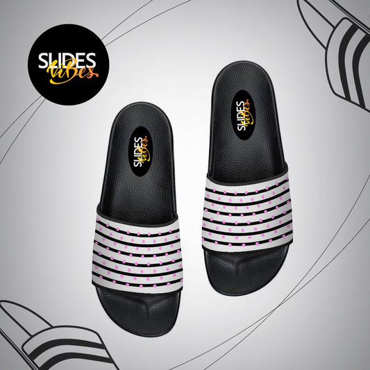 Pink Polka Dots Black Strip Printed Slides