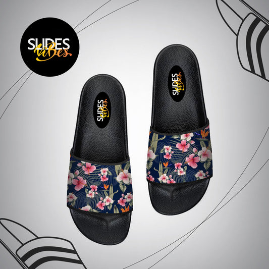 Blue Floral Printed Slides